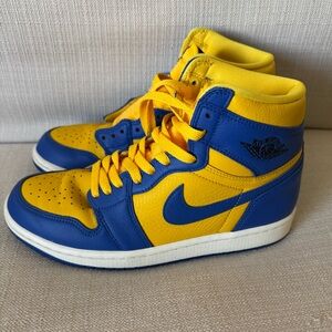 Nike Air Blue and Yellow High-Top Sneakers